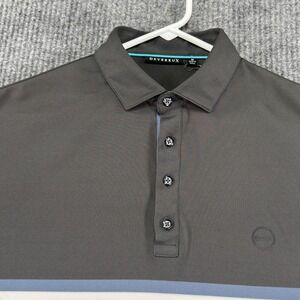 Devereux Polo Shirt Mens Medium Gray White‎ Stripe Golf Performance Stretch
